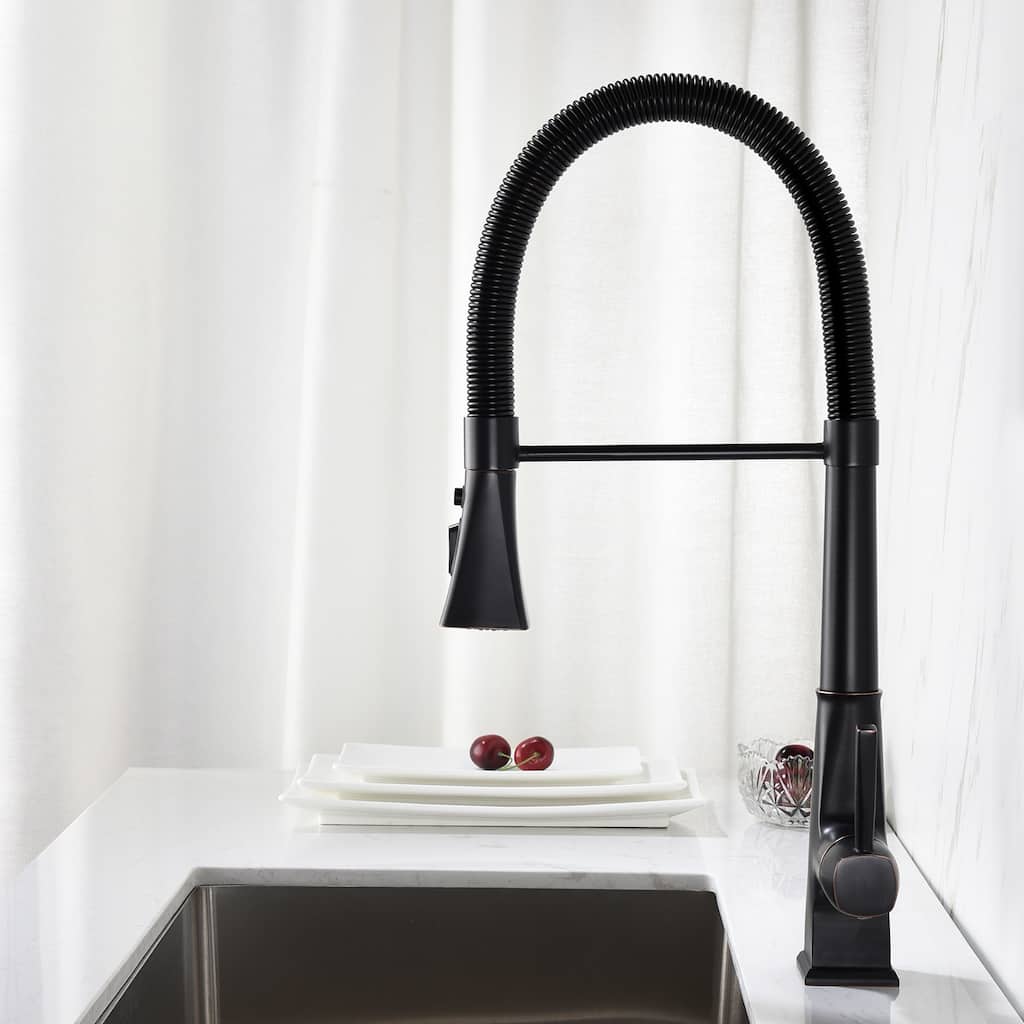 Kitchen Faucet with Pull Down Sprayer in Matte Black - 21.06 inch