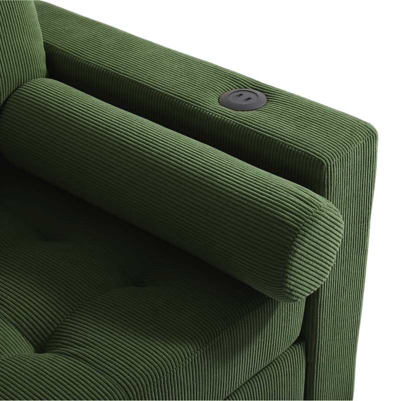 2 Set 3-in-1 Adjustable Recline Convertible Chair Bed Sleeper with USB Port