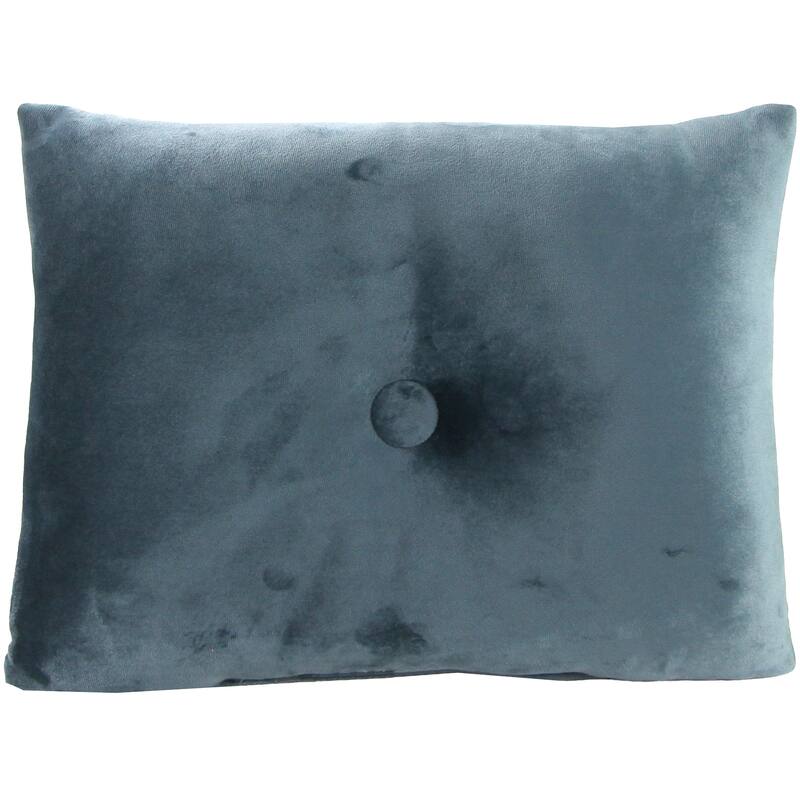 20" x 14" Solid Tufted Indoor Lumbar Throw Pillow with Button - Turkish Blue
