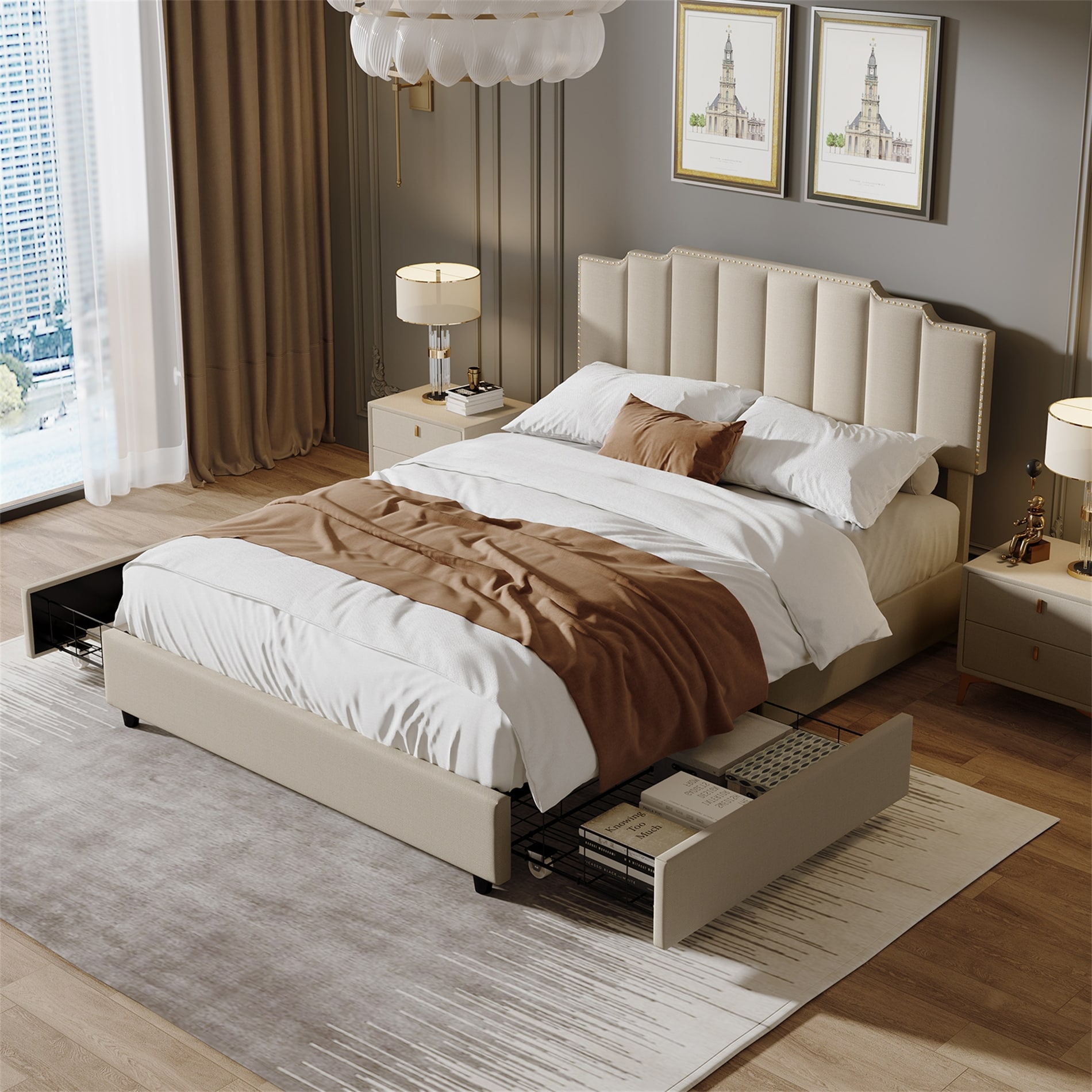 Flack upholstered platform hot sale bed