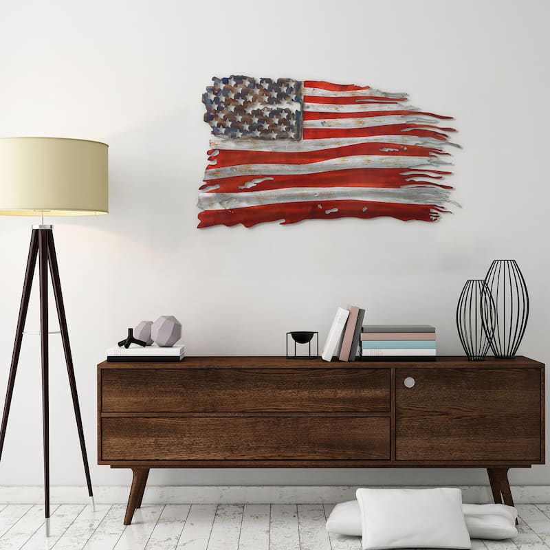 Colorful Hand Painted Etched Metal Wall Sculpture