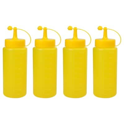 4pcs 16 OZ Plastic Condiment Squeeze Condiments Dispenser with Cap - 4 Pcs