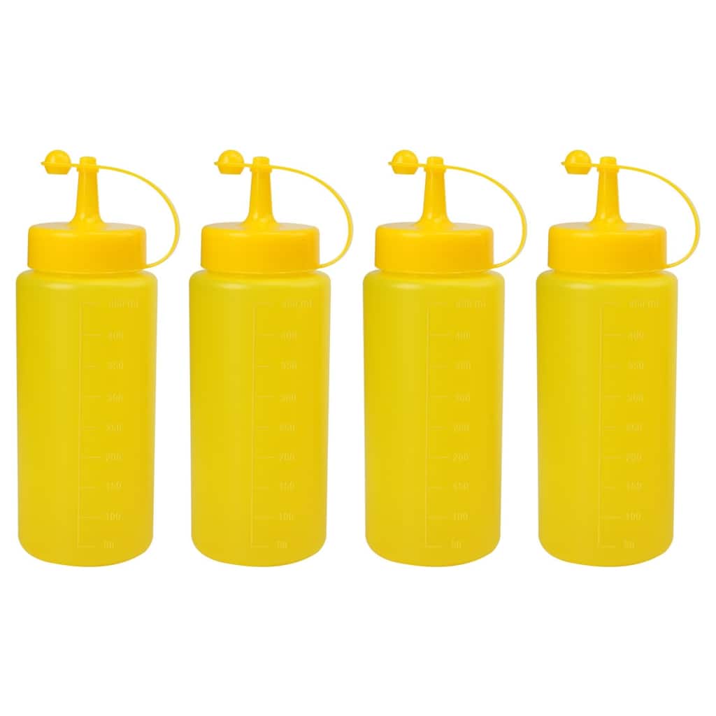 4pcs 16 OZ Plastic Condiment Squeeze Condiments Dispenser with Cap - 4 Pcs