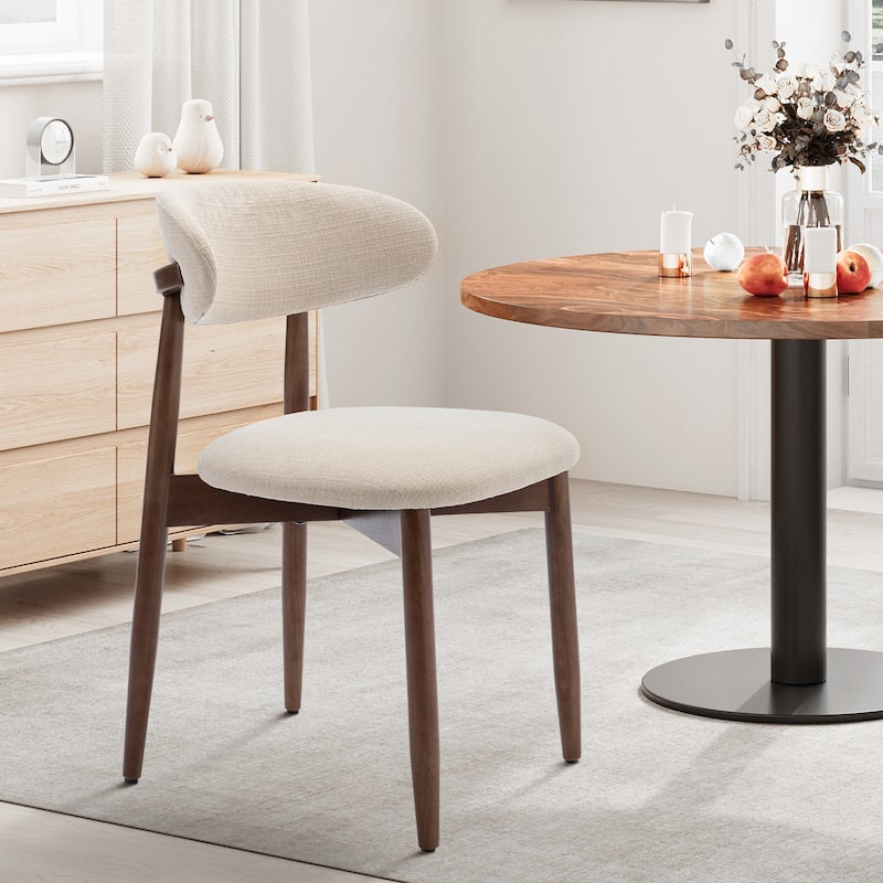 Modern Fabric Upholstered Kitchen Side Chairs, Farmhouse Dining Room Chair with Foot Pegs