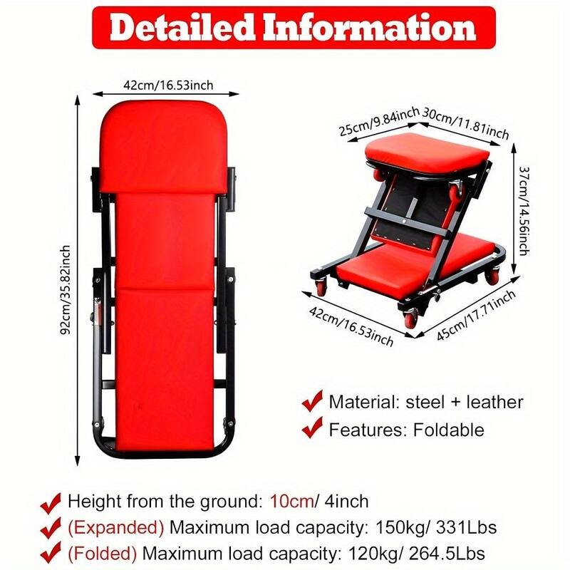 Foldable Z-Shaped Spider Car,2-in-1 Rolling Folding Crawling Seat - Red