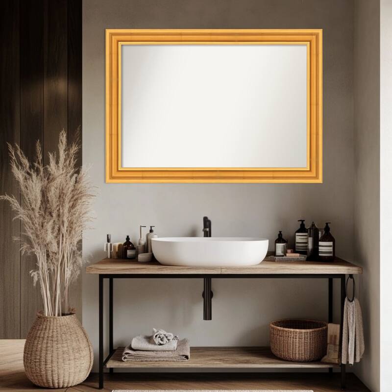 Sierra Non-Beveled Wood Framed Bathroom Vanity Wall Mirror