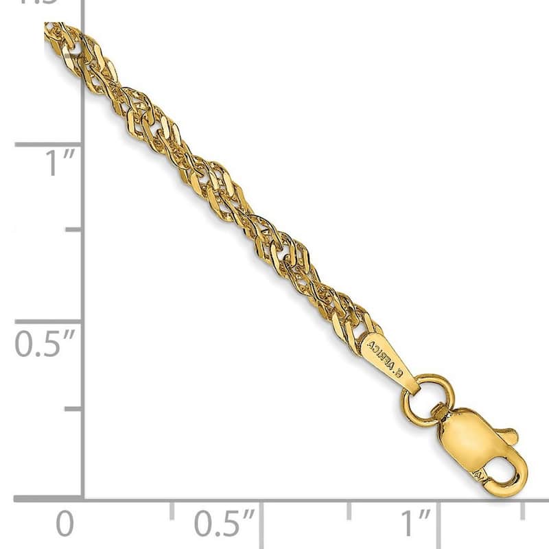 Curata 14k 2.75mm Lightweight Singapore Chain Bracelet - 9 Inch