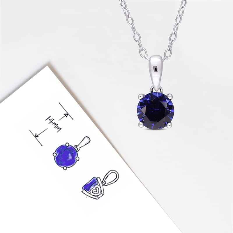 Miadora Birthstone Gemstone Heart Design Solitaire Necklace Sterling Silver