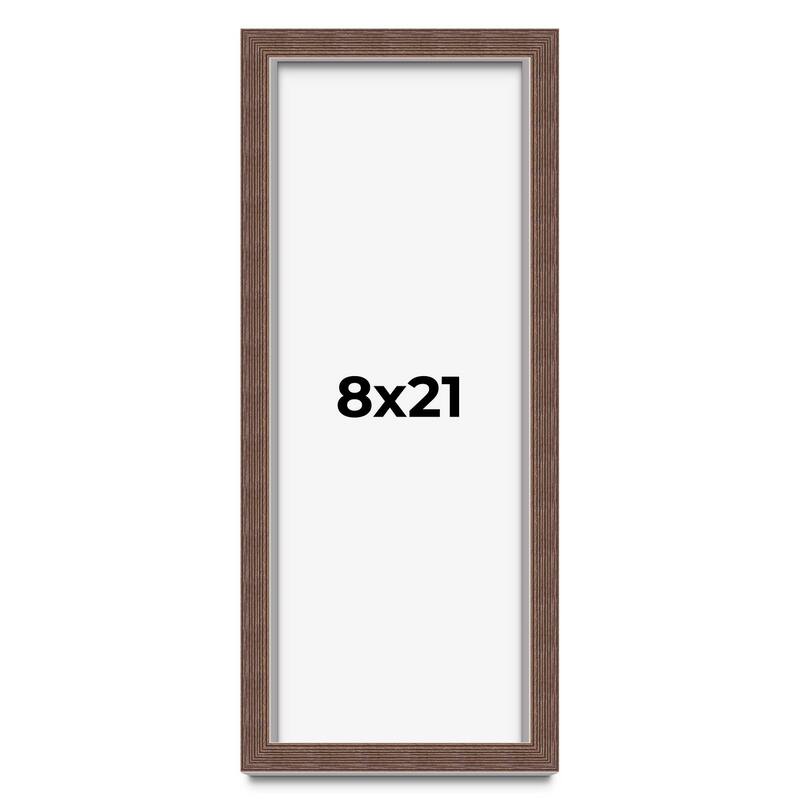 8x21 Shadow Box Frame Brown | 1.125 inches Deep Real Wood Rustic