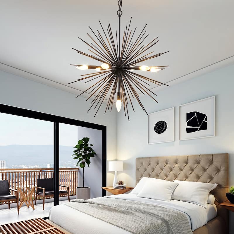 Maxax 7-Light Sputnik Sphere Chandelier with Wrought Iron Accents