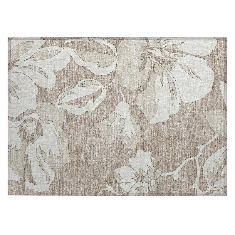 Machine Washable Indoor/ Outdoor Chantille Floral Contemporary Rug