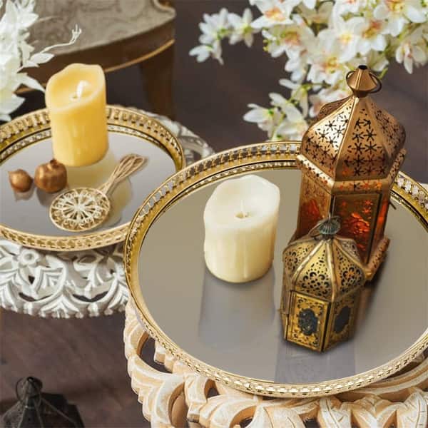 Gold Mirrored Vanity Tray for Bathroom Counter - 9.8"L x 9.8"W x 1.57"H -  Bed Bath & Beyond - 42331425