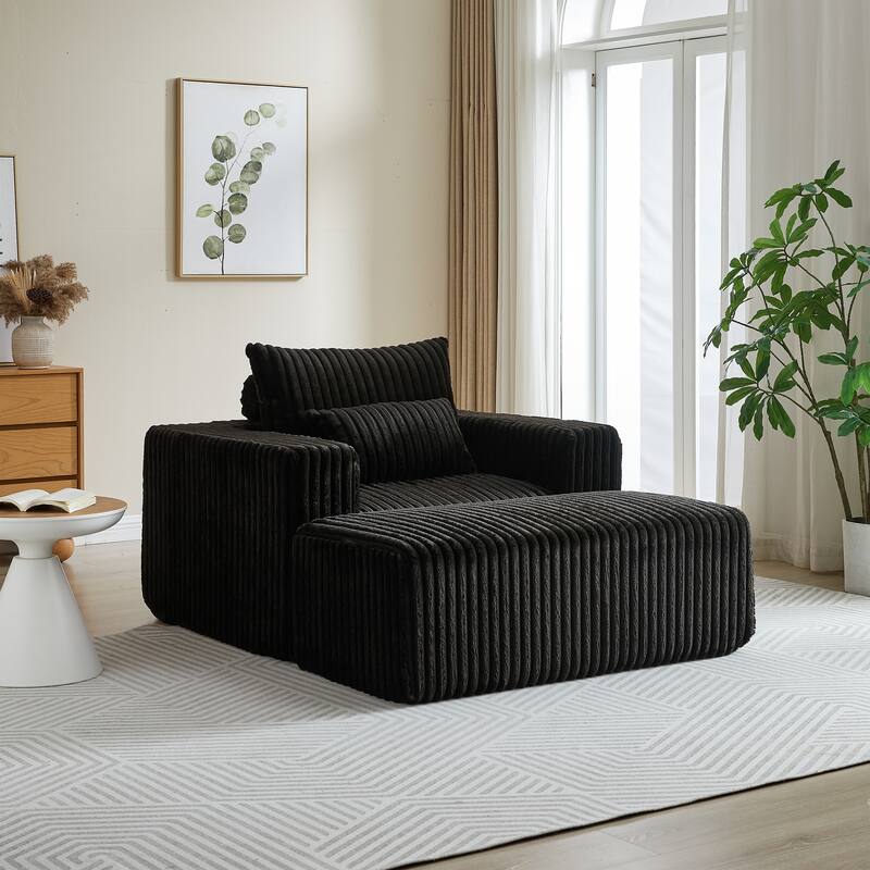GDFStudio - Amelia Plush Corduroy Recliner Sofa with Removable Footrest for Relaxed Living Room Comfort
