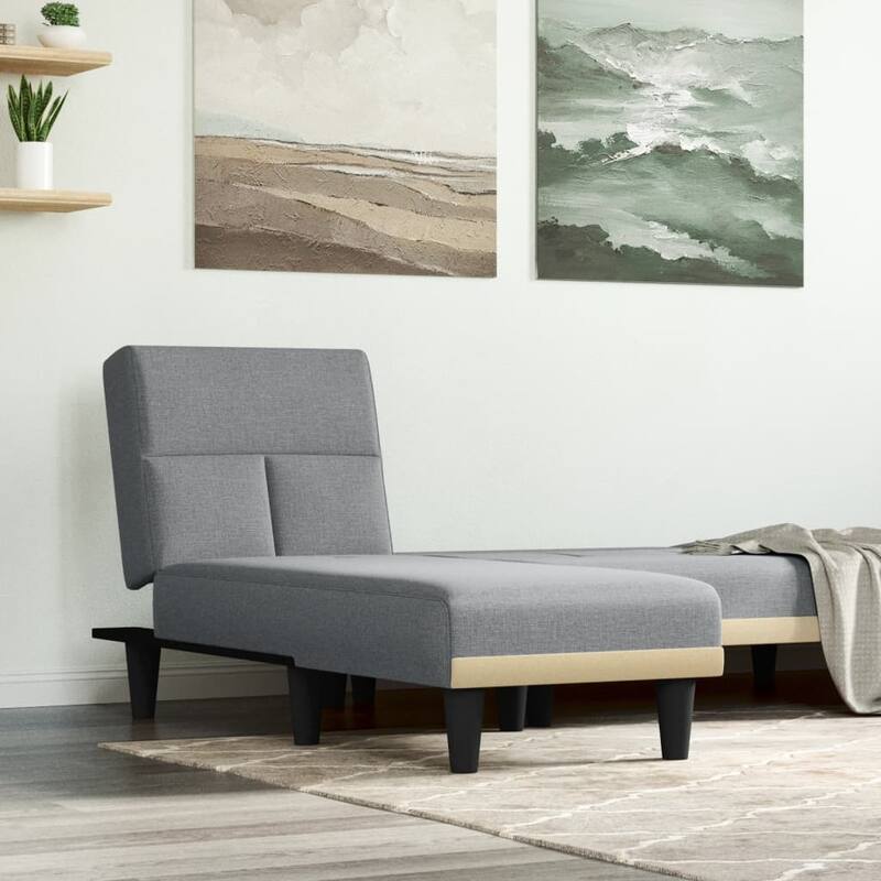 vidaXL Chaise Longue Dark Gray Fabric - 21.7" x 55.1" x 27.6" - Light gray