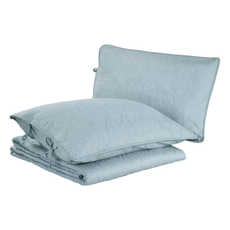 Laura Ashley Felicity Cotton Reversible Blue Quilt Set