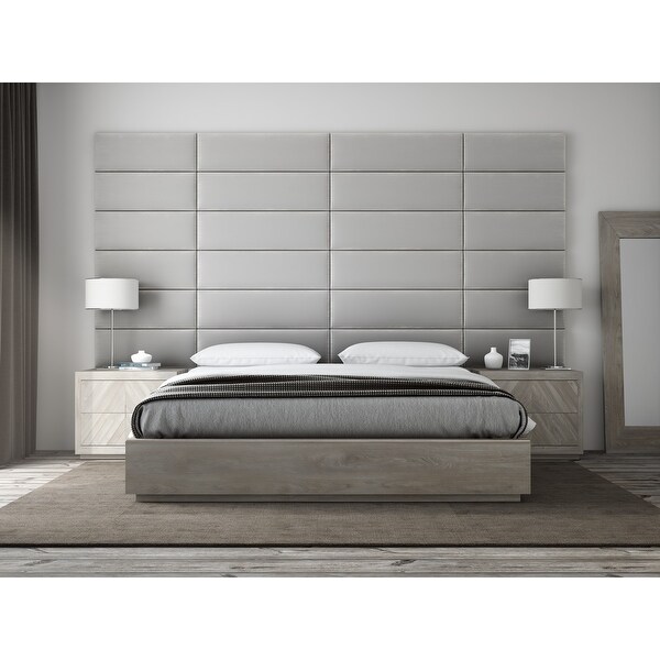 VANT Upholstered Headboards - Accent Wall Panels - Packs Of 4 - PLUSH VELVET Platinum Gray - 39" Wide x 11.5" Height