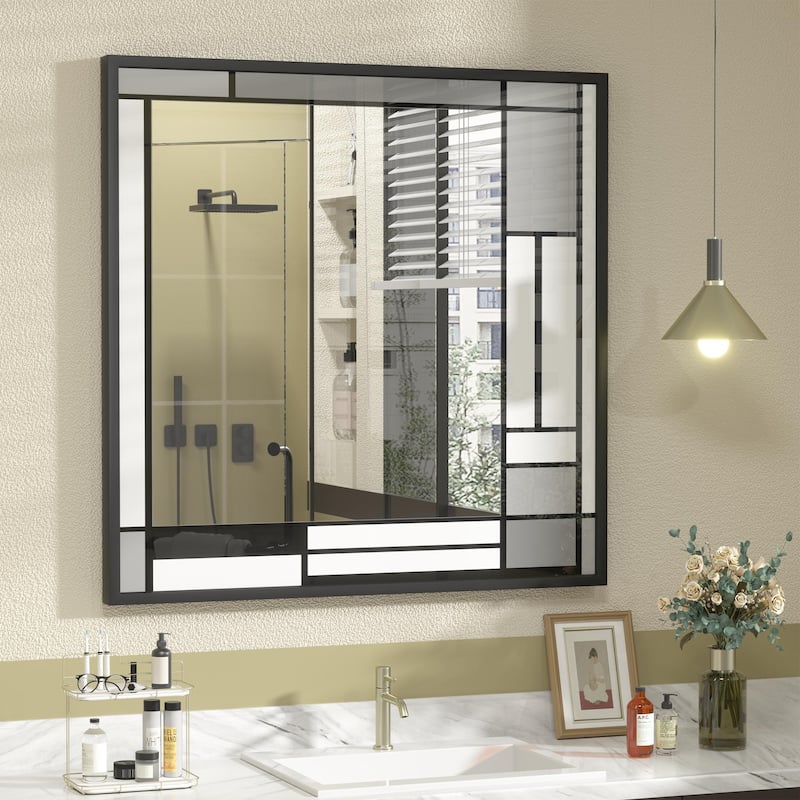 Window Pane Wall Decor Bathroom Vanity Mirror Mounted
