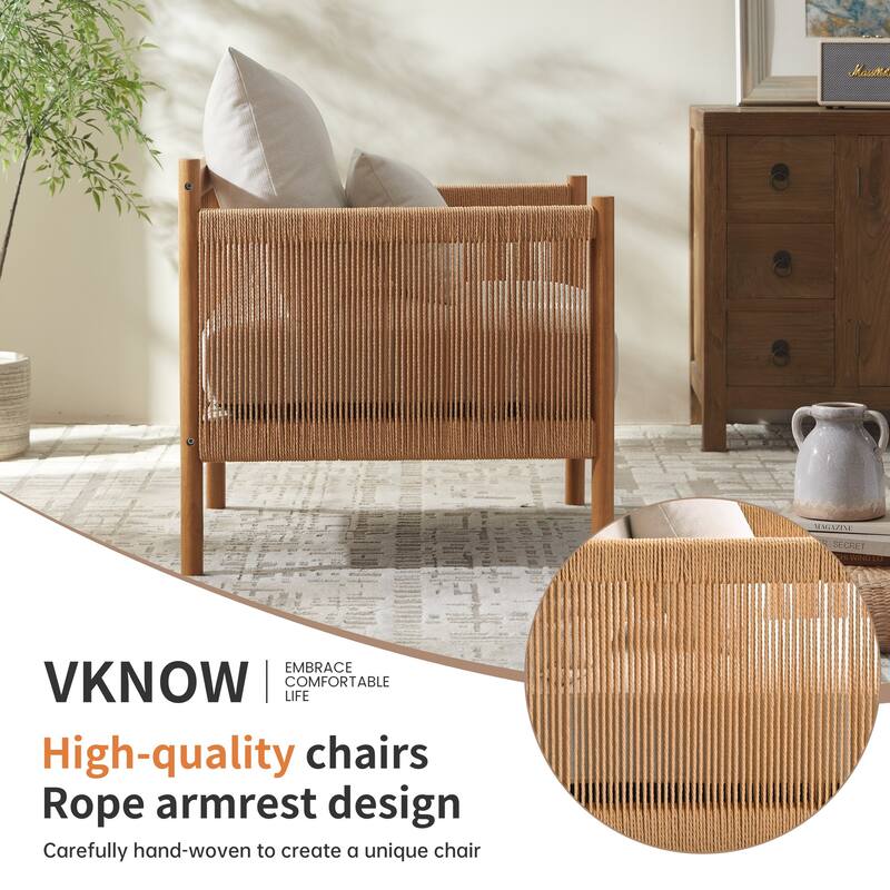 Accent Chair with Braid Wood Arm