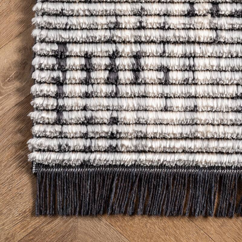 Nuloom Mandi Soft Shag Abstract Fringe Area Rug