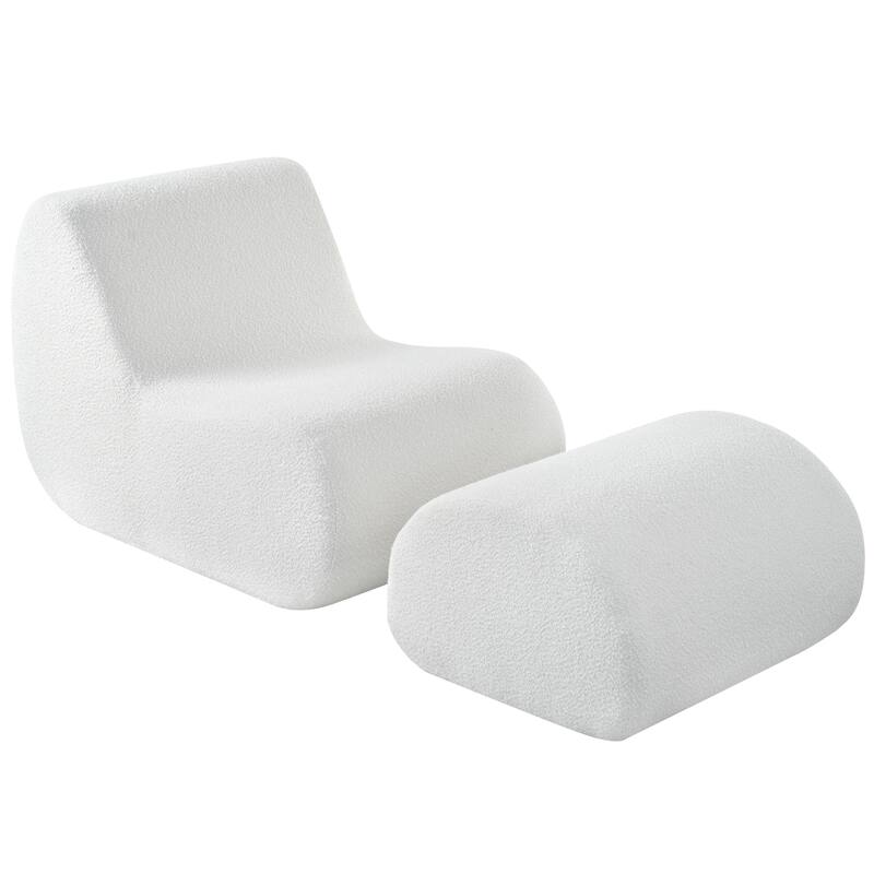 Elegant Accent Chair with Ottoman,Stylish Curved Design and Minimalist Lines for Ultimate Comfort, High-Resilience Foam