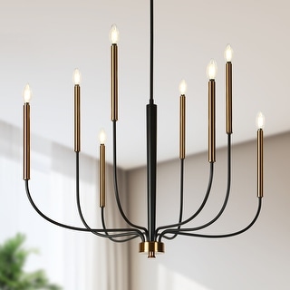 Modern 8-Light Chandelier Black Gold Classic Candle Lights