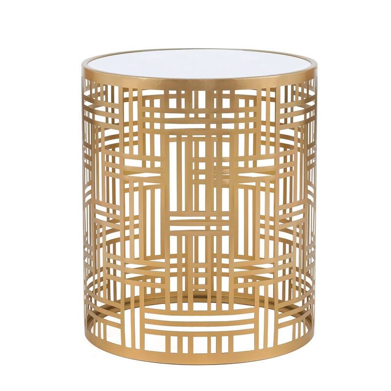 ADECO End Table Gold Accent Side Coffee Nightstand Stool