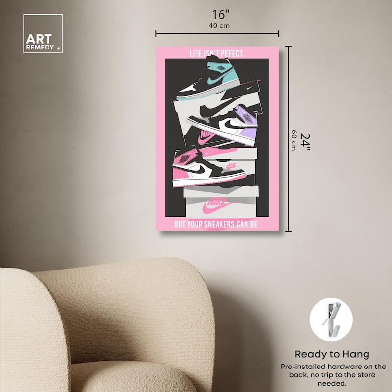 Pastel Big Sneaker Stack Canvas by Art Remedy, Gallery Wrapped