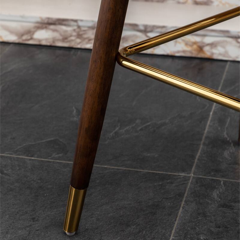 Stylish and Comfortable Counter Stool Set with Tufted Back and Nailhead Trim, Perfect for Any Kitchen or Bar Area.