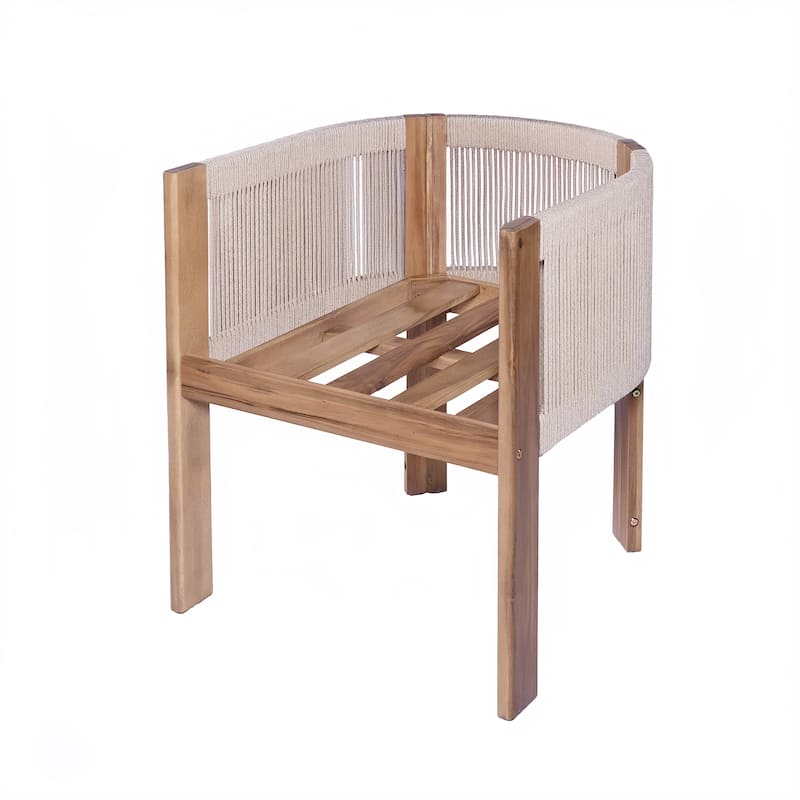 Christopher Knight Home - Aurelia Modern Acacia Wood Outdoor 9-Piece Dining Set with Woven Rope Back Chairs and Cushions