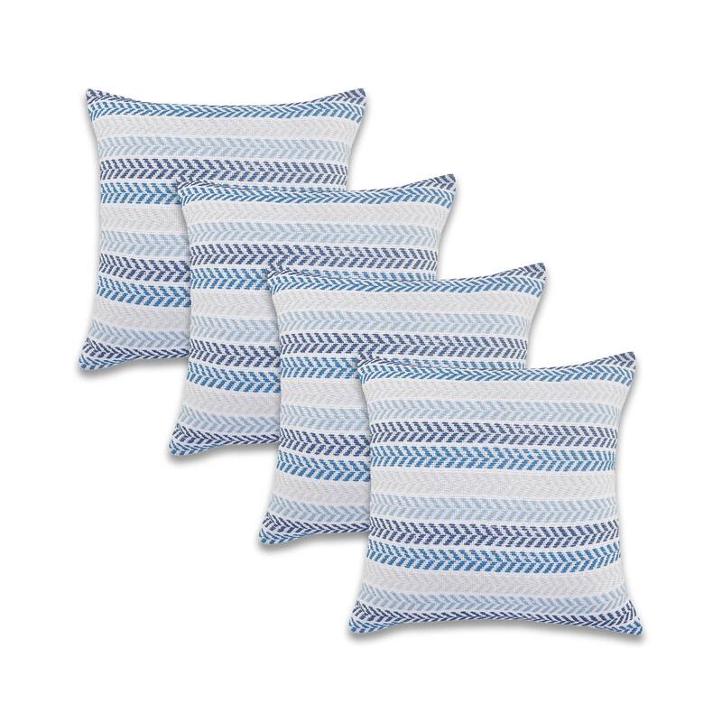 Sevita Blue Chevron Natural Cotton SquareThrow Pillow, Set of 2 or 4