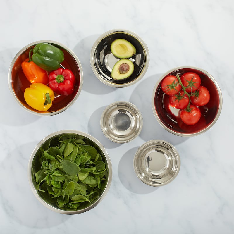 JoyJolt Stainless Steel Food Kitchen Mixing Bowl - Set of 6 - .5QT .75QT 1.5 QT 3QT 4QT 5QT
