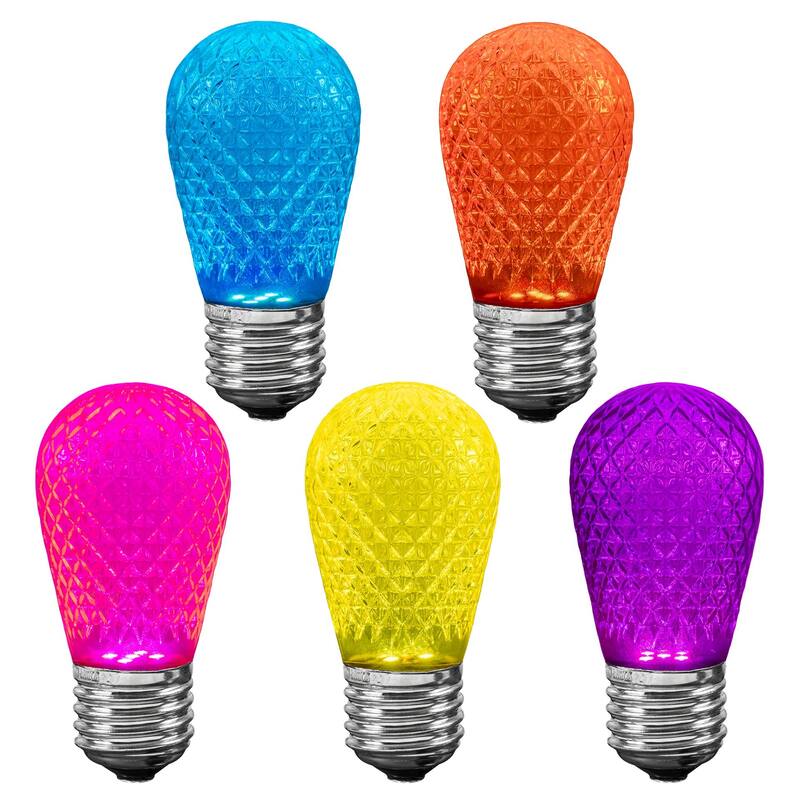 25 Pack LED S14 Faceted Outdoor Patio Edison Replacement Bulbs, Modern Multicolor - Modern Multicolor