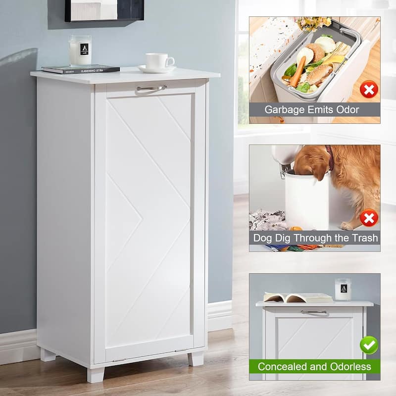 VECELO Tilt Out Kitchen Trash Bin Cabinet with Negative Ion Deodorizing Function Hidden Storage for Kitchen