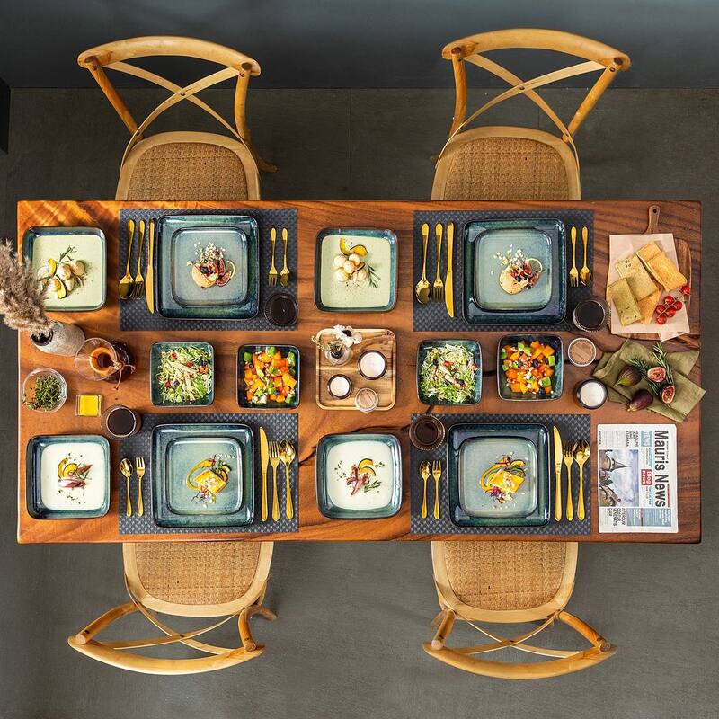vancasso Stern Reactive Glaze Stoneware Dinnerware Set, Service for 4