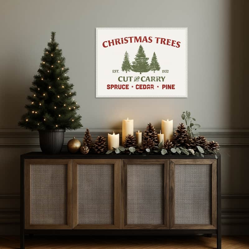 Christmas Farm Sign I by Victoria Barnes Framed Canvas Wall Art Print
