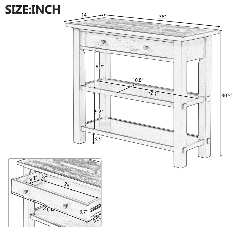 Console Table with Drawer and Two Sturdy Shelves for Entryway, Living Room