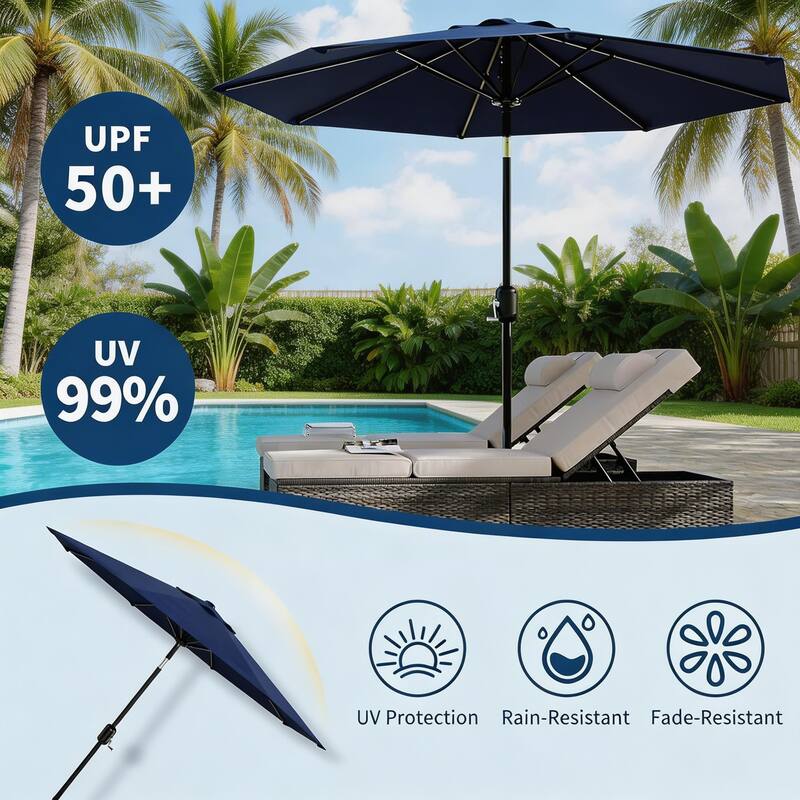10 FT Patio Umbrella, with Push Button Tilt and Crank