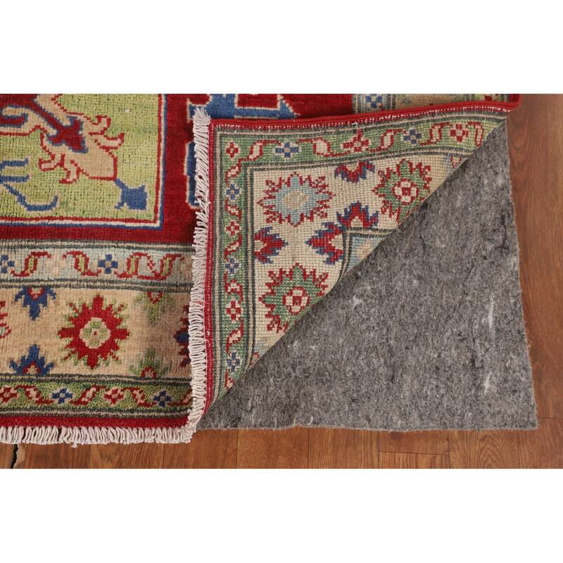 Traditional Kazak Oriental Area Rug Handmade Geometric Red Wool Carpet - 4'3" x 6'4"