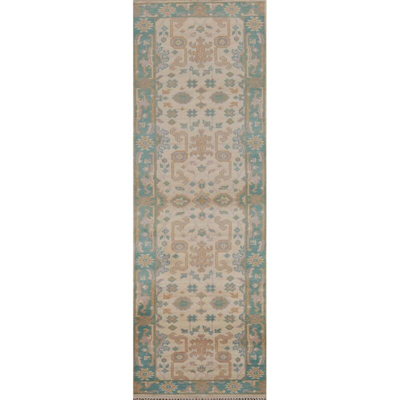 Transitional Oushak Oriental Runner Rug Hand-Knotted Wool Carpet - 2'8" x 9'10"