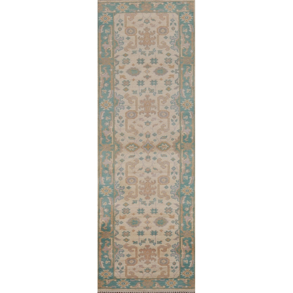 Transitional Oushak Oriental Runner Rug Hand-Knotted Wool Carpet - 2'8" x 9'10"