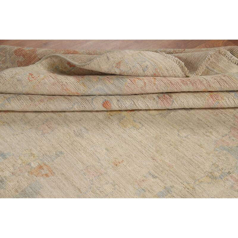 Oushak Turkish Area Rug Vegetable Dye Hand-Knotted Wool Carpet - 6'11"x 9'7"