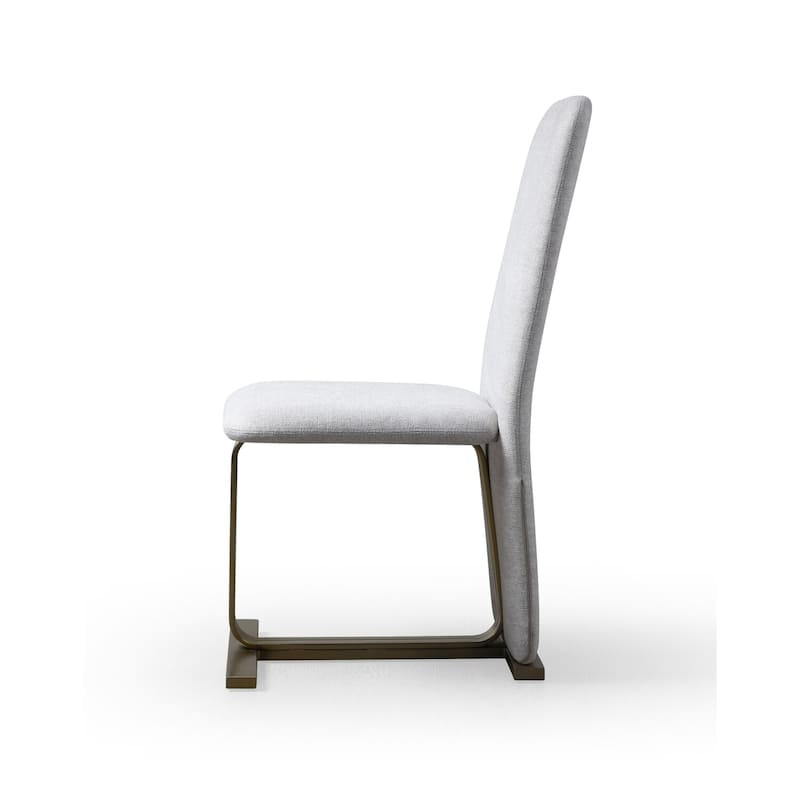 Antique Brass/Light Gray Fabric Upholstered Metal Frame Dining Chair, Set of 2, Sturdy Dining Chair for Dining Rooms - 23.5
