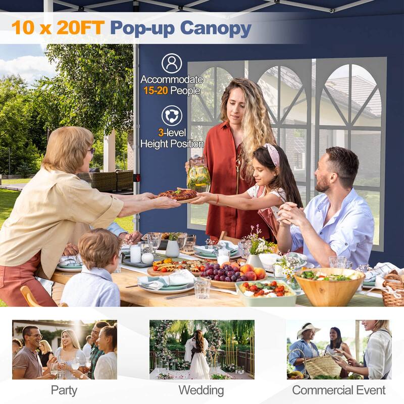 Costway 10 x 20FT Pop up Canopy Outdoor Canopy Tent with 6 Sidewalls - See Details