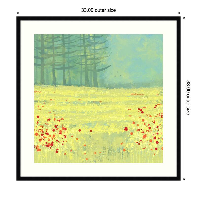 Meadow Near Perigueux France by Nic Squirrell Wood Framed Wall Art Print - Svelte Noir Black - Wood - 33 x 33 in - Black