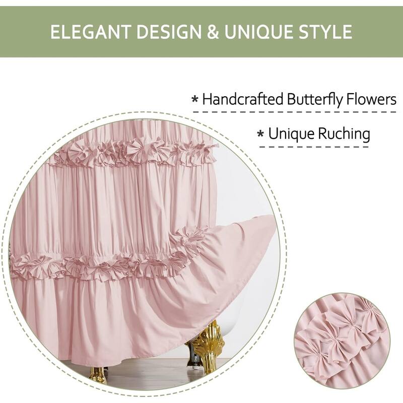 Peach Ruffle Shower Curtain Vintage Handcrafted BowCurtain for Master Bed Bath & Beyond 39575983