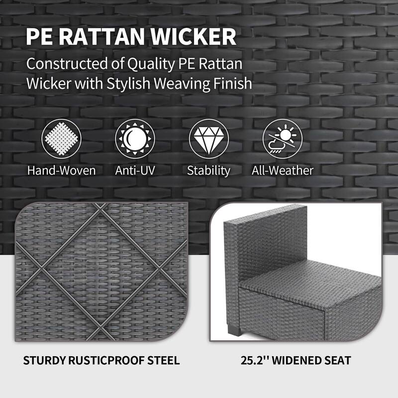 Patio Funiture Set 7 Pieces Outdoor Rattan with Detachable Soft Cushions Patio Conversation Sets