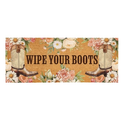 Wipe Your Boots Floral Coir Mat 60"x24" - 60" x 24"