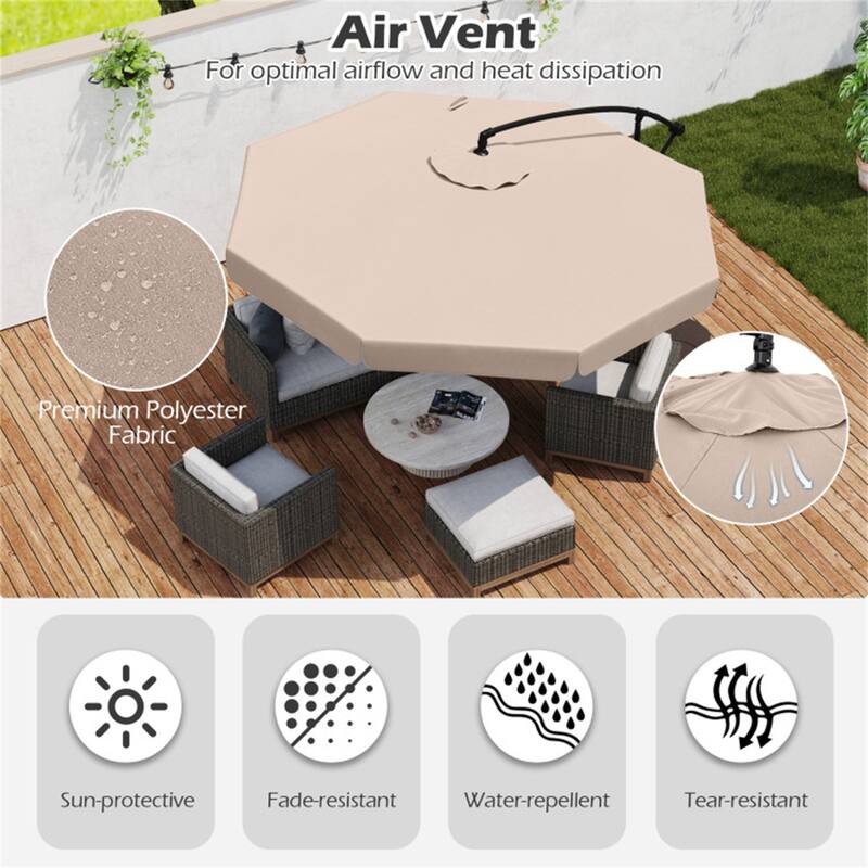 10ft Patio Cantilever Umbrella with Crank Handle and Adjustable Tilt Protective Cover Included