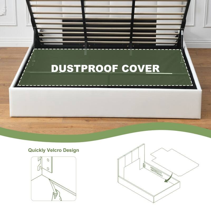 Modern Upholstered Lift-Up Storage Platform Bed with Headboard