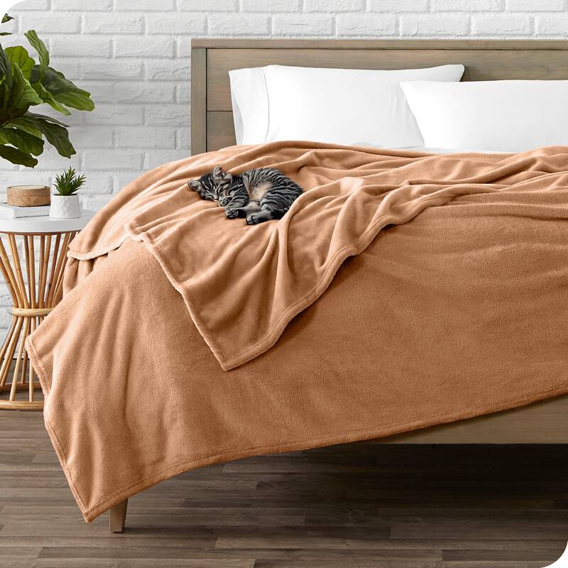 Bare Home Microplush Fleece Blanket - Ultra-Soft - Cozy Fuzzy Warm - Throw - Saddle